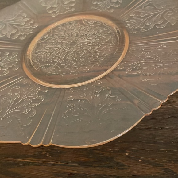 Vintage Large Pink Etched Depression Glass Plate - Picture 2 of 7
